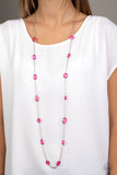 Paparazzi ♥ Glassy Glamorous - Pink ♥ Necklace