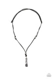Paparazzi - Midnight Meteorite Black Hematite Leather Urban Men Unisex Necklace