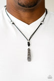 Paparazzi - Midnight Meteorite Black Hematite Leather Urban Men Unisex Necklace