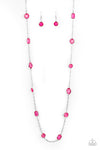Paparazzi ♥ Glassy Glamorous - Pink ♥ Necklace
