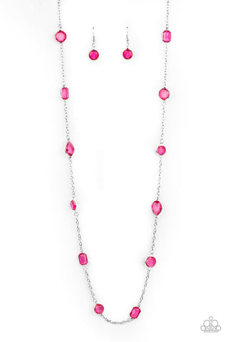 Paparazzi ♥ Glassy Glamorous - Pink ♥ Necklace