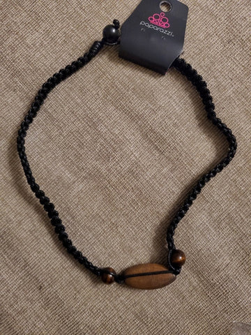 Urban Black Leather and Wood Beads