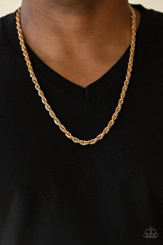Paparazzi Instant Replay - Gold ♥ Mens Necklace