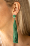 Paparazzi Tightrope Tassel - Green ♥ Post Earrings