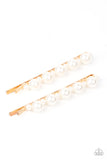 Paparazzi Put A Pin In It - Gold Pearls Hair Bobby Pins