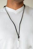 Paparazzi - Kryptonite White Mens Unisex Black Leather necklace