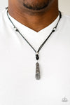 Midnight Meteorite Black Hematite Leather Urban Men Unisex Necklace