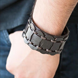 Paparazzi Traffic Control Black Leather Urban Bracelet